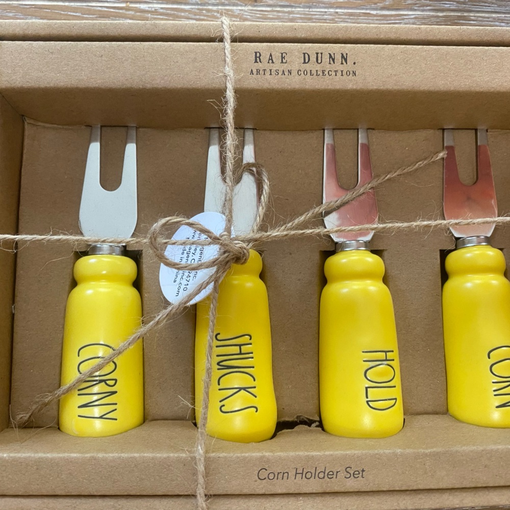 Yellow - Rae Dunn corn holder sets! NIB - Picture 2 of 2
